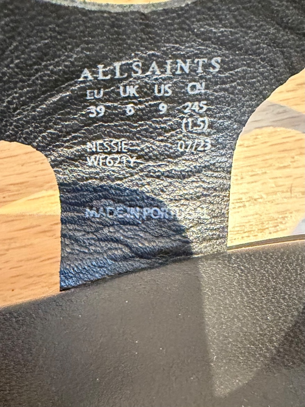 AllSaints Chunky Black Leather Sandals Size 9/39 - Picture 4 of 5